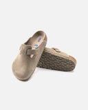 Boston Soft Footbed Regular Fit in Faded Khaki Suede from Birkenstock blues store www.bluesstore.co