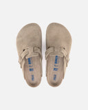 Boston Soft Footbed Regular Fit in Faded Khaki Suede from Birkenstock blues store www.bluesstore.co