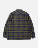Engineered Garments Classic Shirt in Cotton Navy and Olive Plaid blues store www.bluesstore.co