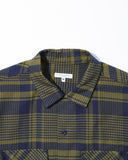 Engineered Garments Classic Shirt in Cotton Navy and Olive Plaid blues store www.bluesstore.co