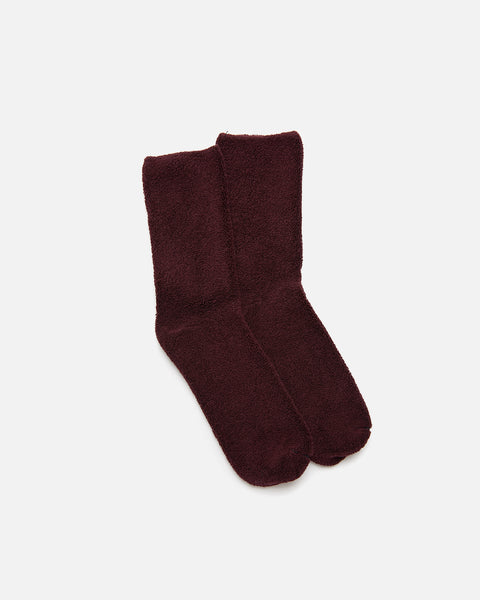 Buckle Over Ankle Socks - Burgundy