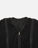 Noren Zip Cardigan Wool Gauze in Black from Phingerin blues store www.bluesstore.co