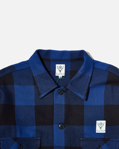 south2 west8 Smokey Shirt Cotton Buffalo Plaid Twill in Blue blues store www.bluesstore.co