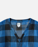 south2 west8 String V Neck Shirt R/PE Rough Cloth / Plaid in Blue blues store www.bluesstore.co