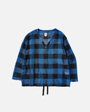 south2 west8 String V Neck Shirt R/PE Rough Cloth / Plaid in Blue blues store www.bluesstore.co