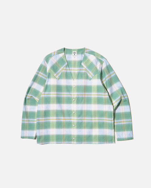 south2 west8 V Neck D.P. Western Shirt C/R Tartan Plaid in Green blues store www.bluesstore.co