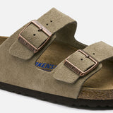 Arizona Soft Footbed Suede Leather in Taupe from Birkenstock blues store www.bluesstore.co