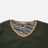 V Neck Fleece Sweater in Olive from Noroll blues store www.bluesstore.co