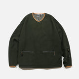 V Neck Fleece Sweater in Olive from Noroll blues store www.bluesstore.co