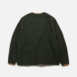 V Neck Fleece Sweater in Olive from Noroll blues store www.bluesstore.co