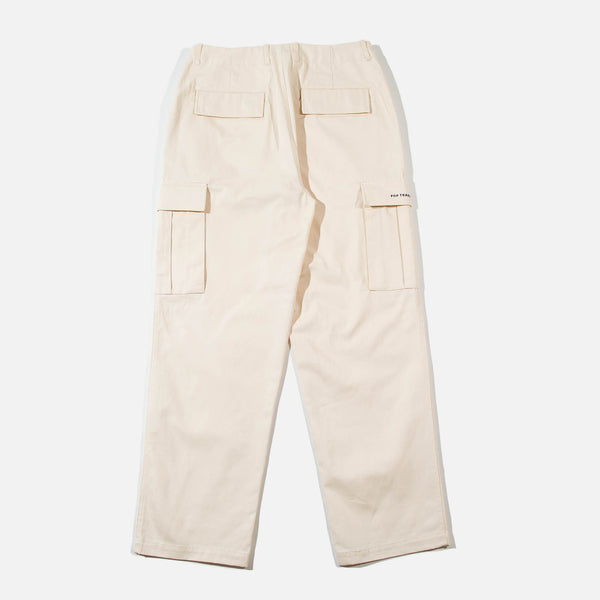 SS22 DRS Herringbone Cargo Pants in Off White from Pop Trading Company blues store www.bluesstore.co