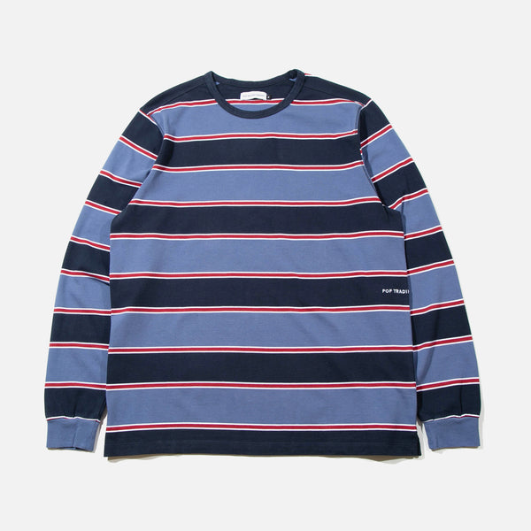 SS22 Striped Longsleeve T-shirt in Coastal Fjord from Pop Trading Company blues store www.bluesstore.co