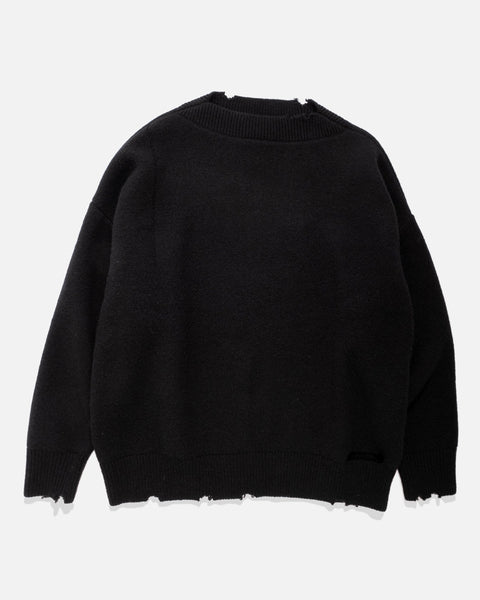 5G Damaged Boatneck Sweater - Black