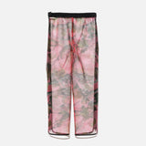 Polyester mesh pants with all over pink camo print from Unused blues store www.bluesstore.co