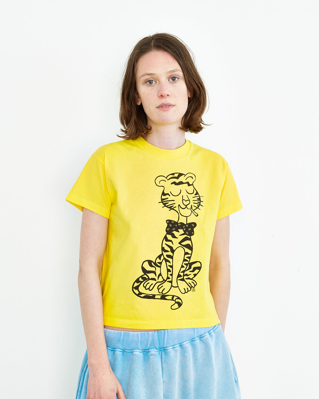 Smoking Tiger Shortsleeve Baby Tee in Yellow from Aries Arise Spring / Summer 2024 collection blues store www.bluesstore.co