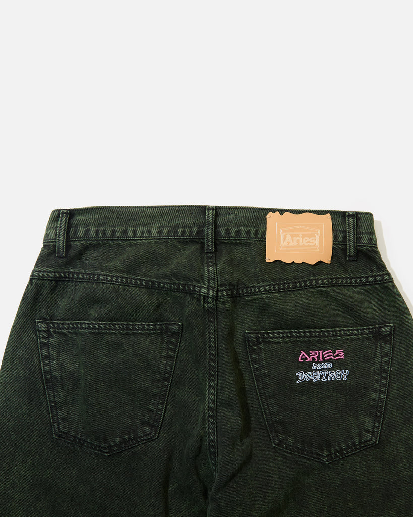 Aries Arise AW24 Acid Wash Batten Jean in Forest Green blues store www.bluesstore.co