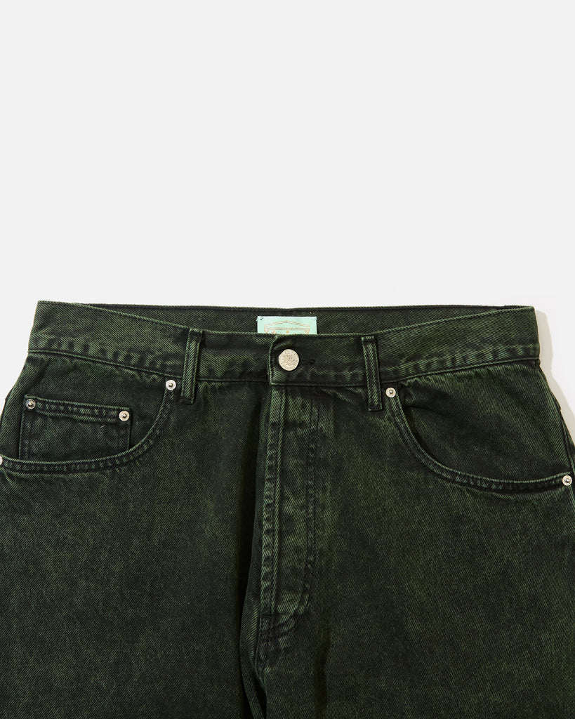 Aries Arise AW24 Acid Wash Batten Jean in Forest Green blues store www.bluesstore.co