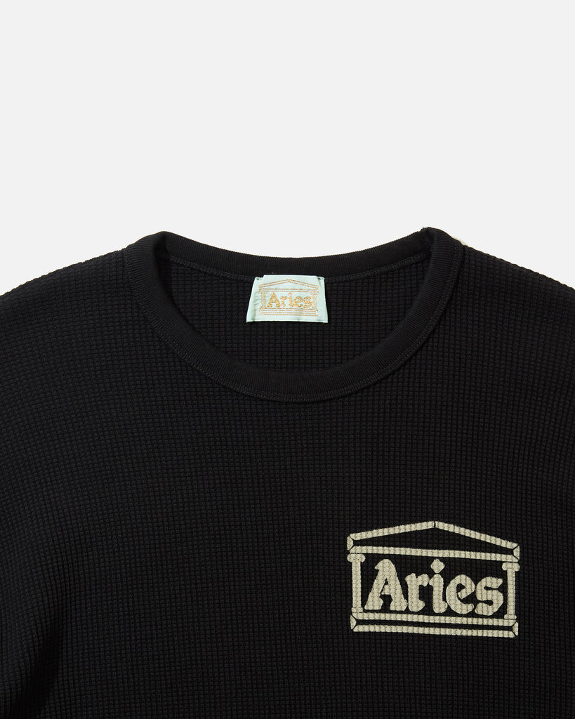 Aries Arise AW24 Waffle LS Tee in Black blues store www.bluesstore.co