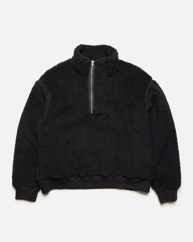 Heavy Wool Boa Half Zip - Black