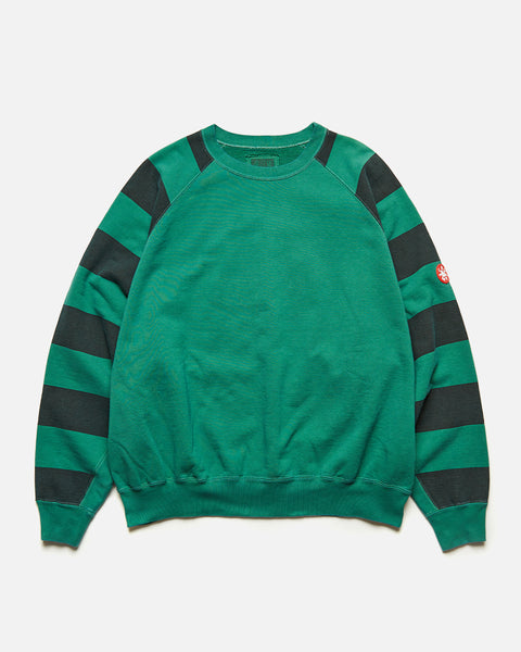 Cav Empt Overdye Stripe Sleeve Big Crew Neck in Green from the brands Autumn / Winter 2023 collection blues store www.bluesstore.co
