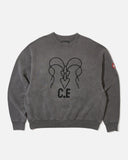Cav Empt Overdye Wb Headsx4 C.E Crewneck Sweatshirt in Charcoal blues store www.bluesstore.co
