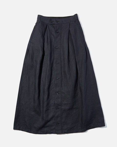 Engineered Garments Tuck Skirt in Navy Linen Twill blues store www.bluesstore.co