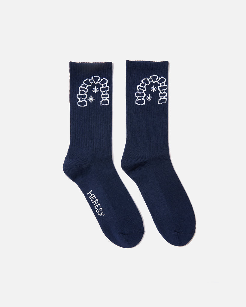 Heresy AW24 Arch Socks in Navy blues store www.bluesstore.co