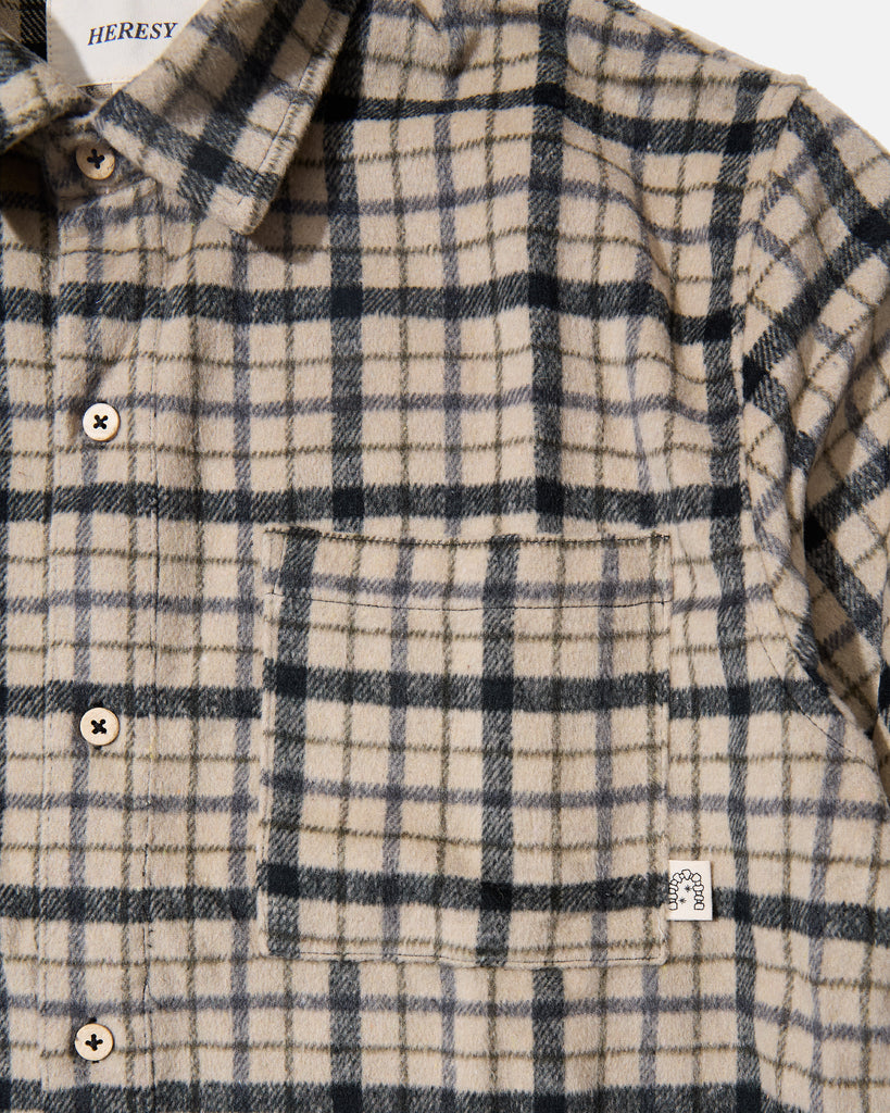 Heresy AW24 Steady Shirt in Biscuit / Grey blues store www.bluesstore.co