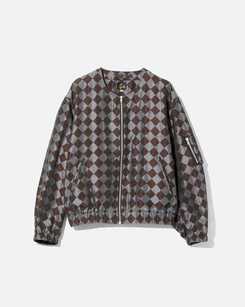 Line Crew Jacket PE/R Argyle Jacquard in Blue / Brown from Needles blues store www.bluesstore.co