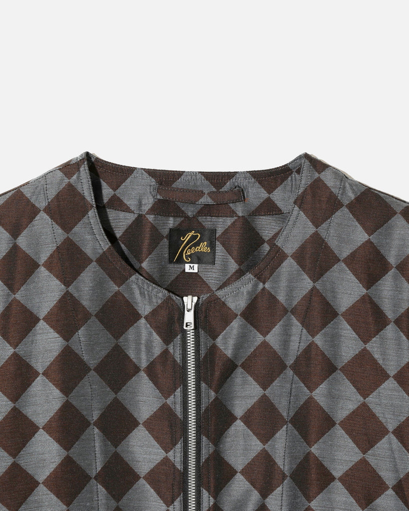 Line Crew Jacket PE/R Argyle Jacquard in Blue / Brown from Needles blues store www.bluesstore.co
