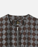 Line Crew Jacket PE/R Argyle Jacquard in Blue / Brown from Needles blues store www.bluesstore.co