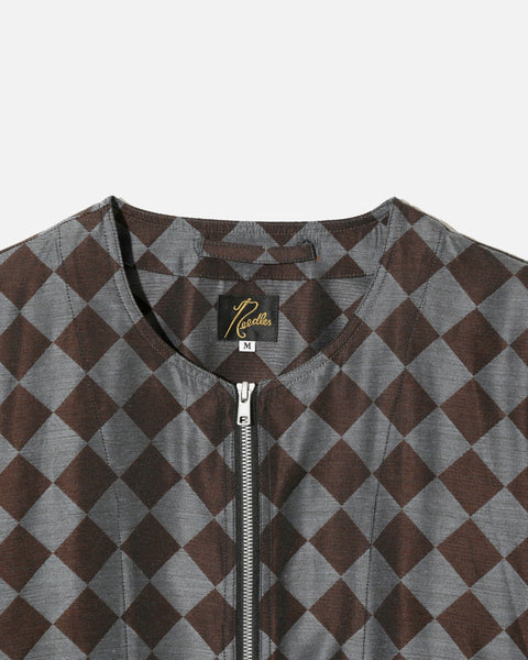 Line Crew Jacket PE/R Argyle Jacquard in Blue / Brown from Needles blues store www.bluesstore.co