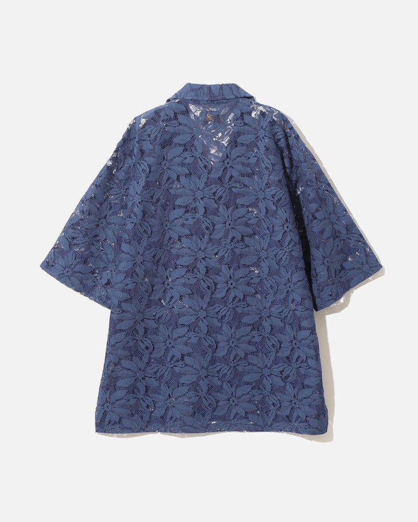 Needles Cabana Shirt - C/PE/R Lace Cloth / Flower in Navy from the brands Spring  / Summer 2023 collection blues store www.bluesstore.co