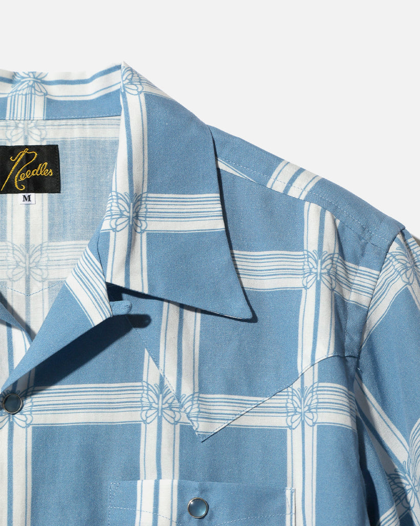 Needles S/S Cowboy One-Up Shirt - R/C Lawn Cloth / Papillon Plaid from the brands Spring  / Summer 2023 collection blues store www.bluesstore.co