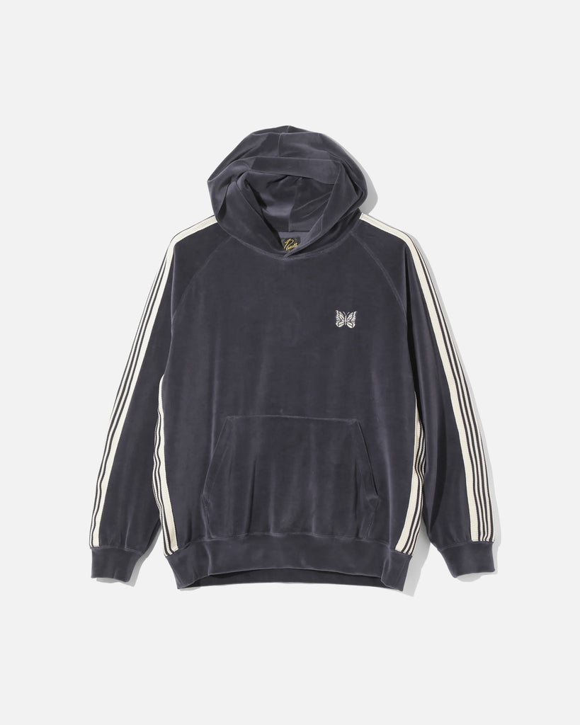 Needles C/PE Hoody in Charcoal Velour blues store www.bluesstore.co