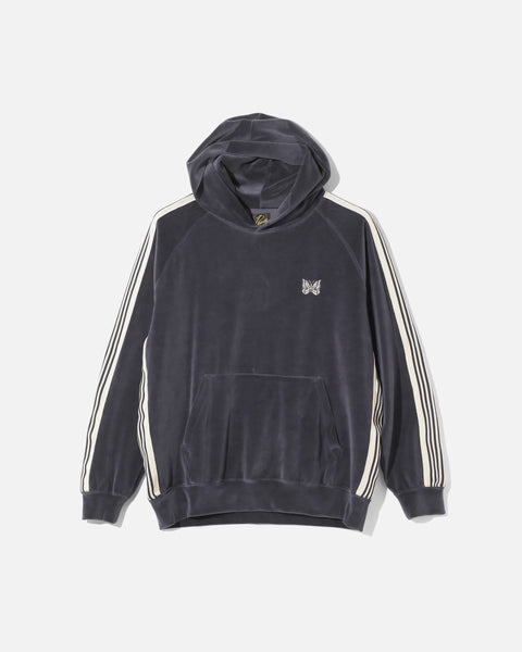 Needles C/PE Hoody in Charcoal Velour blues store www.bluesstore.co