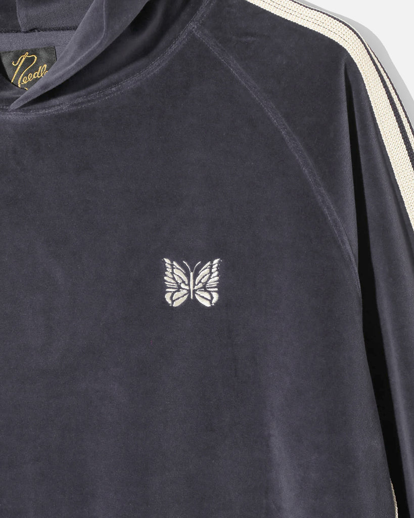 Needles C/PE Hoody in Charcoal Velour blues store www.bluesstore.co
