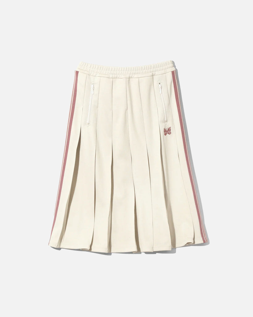 Needles Pleated Track Skirt Poly Smooth in Ivory blues store www.bluesstore.co