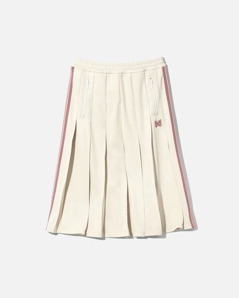 Needles Pleated Track Skirt Poly Smooth in Ivory blues store www.bluesstore.co