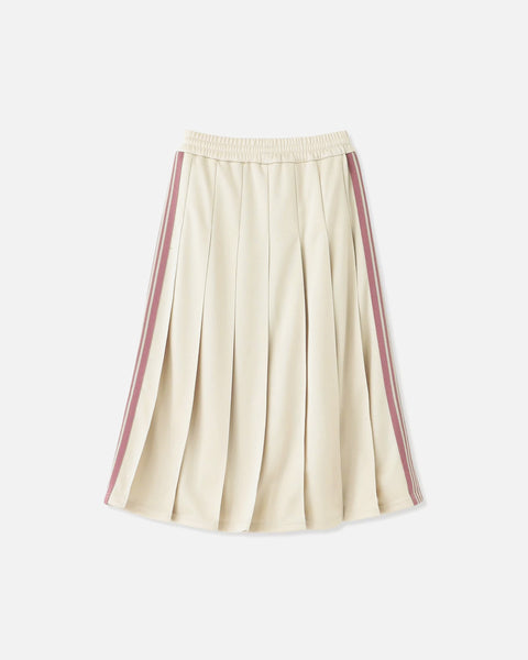 Needles Pleated Track Skirt Poly Smooth in Ivory blues store www.bluesstore.co