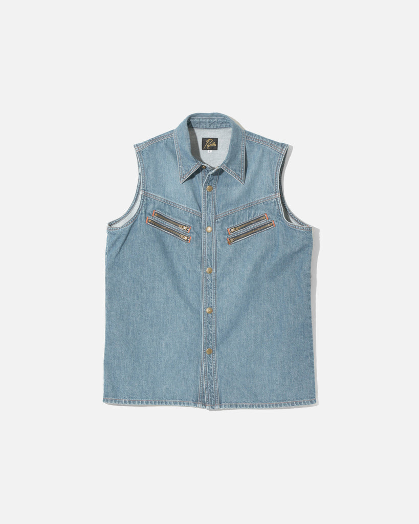 Needles Sleeveless Western Shirt in Indigo 10oz Denim blues store www.bluesstore.co