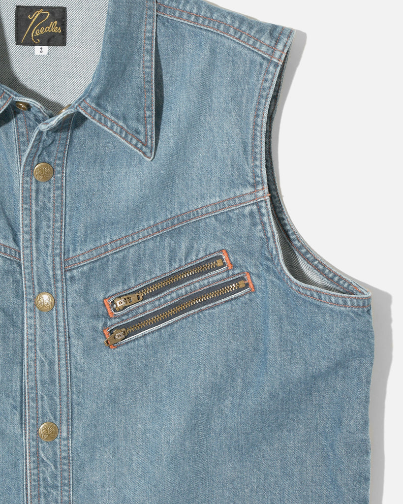 Needles Sleeveless Western Shirt in Indigo 10oz Denim blues store www.bluesstore.co