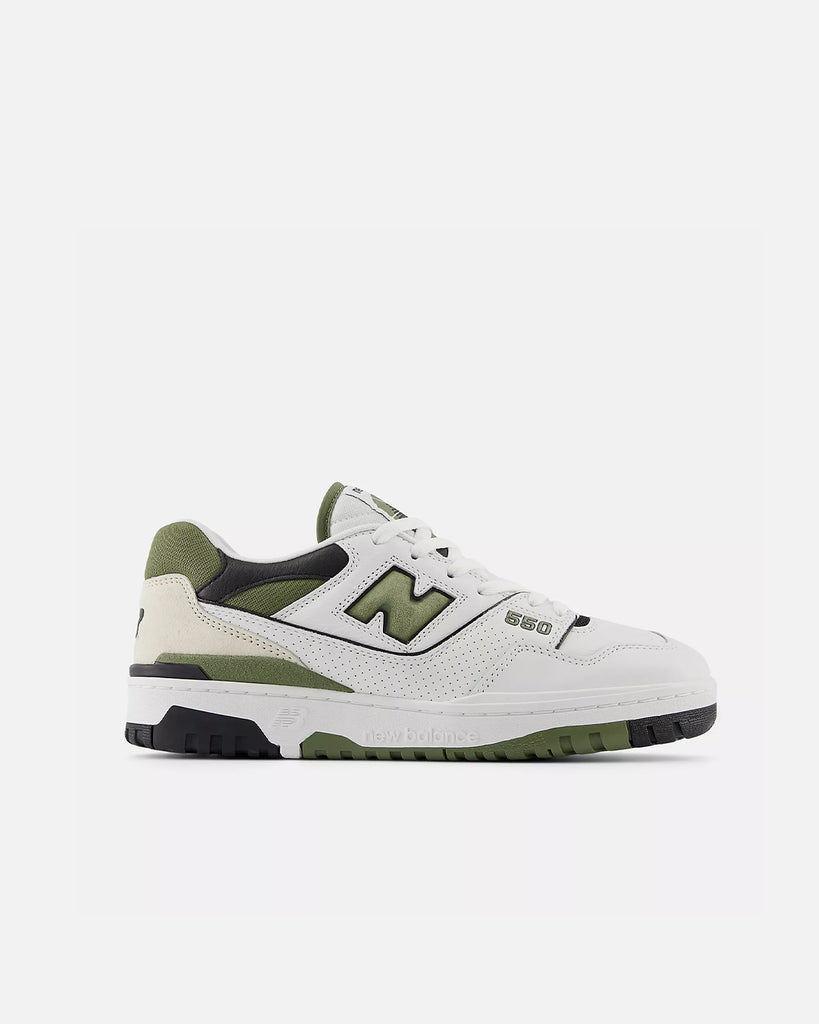 New Balance 550 BB550DOB in White with Dark Olivine and Black blues store www.bluesstore.co