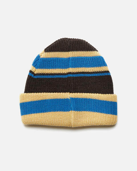 Confection Merino Wool knit beanie in shades of blue, yellow and grey from the Noroll Autumn / Winter 2023 collection blues store www.bluesstore.co