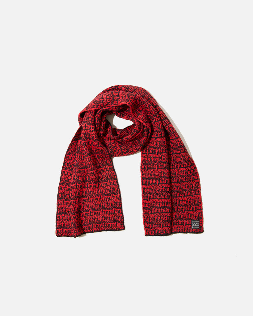 TTT Shadow Multiple Knitted Scarf in Black / Carmine Red blues store www.bluesstore.co