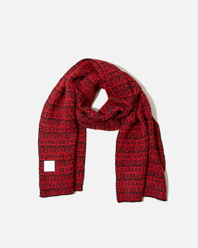 TTT Shadow Multiple Knitted Scarf in Black / Carmine Red blues store www.bluesstore.co