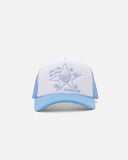 Target Practice Trucker Cap in Baby Blue from Passion blues store www.bluesstore.co