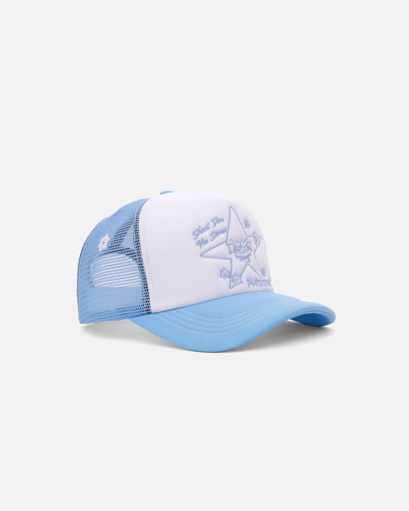 Target Practice Trucker Cap in Baby Blue from Passion blues store www.bluesstore.co