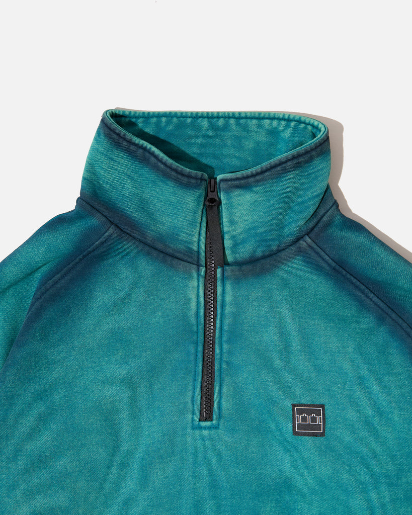 The Trilogy Tapes Spray Funnel Neck Crew in Sea Moss Green / Black blues store www.bluesstore.co