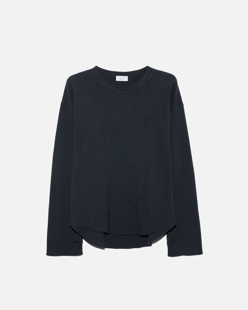 Unused US2550 Long Sleeve Waffle T-shirt in Ink Black blues store www.bluesstore.co